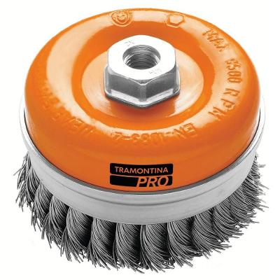 Escova Tipo Copa de Aço 4'' M14 0,5mm para Remoção de Ferrugem e Pintura Tramontina