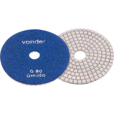 Disco de Lixa Diamantado 4" Grão 80 1264400080 com Costado em Pluma para Mármore e Granito Vonder