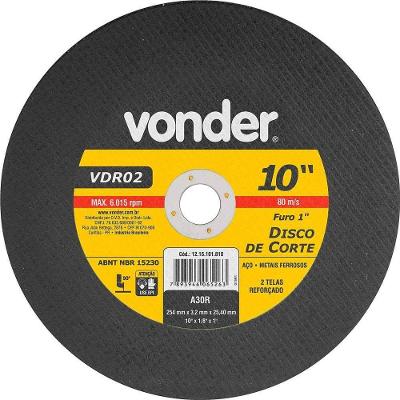 Disco de Corte 254mm X 3,2mm X 25,40mm VDR 02 para Aços e Ferrosos Vonder