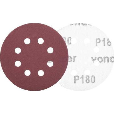 Disco de Lixa com Costado em Pluma 125mm Grão 180 8 Furos para Lixadeira Roto Orbital Vonder