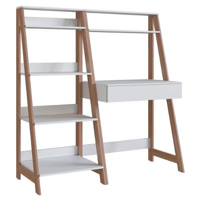 Conjunto Mesa Escrivaninha e Estante B94 Moderna 1 Gaveta MDP 73cm Branco Montana Nova Mobile