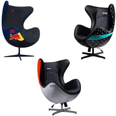 Conjunto 3 Poltronas Egg Chair Hamilton No 44-mp4 Sn 88-rb No 33 G53 Couro Sintético Preto Gran Belo
