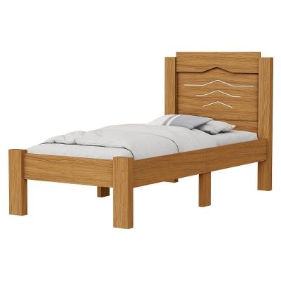 Cama Solteiro Sofia 195x94cm Mdf Nature Off White Moderno Milani Movelaria