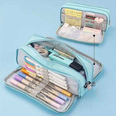 Estojo Escolar 3 Divisórias OEM Cyc 900400 Grande Triplo Azul Tiffany