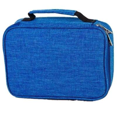 Estojo Escolar OEM Tático de Nylon com Divisórias 212 3 Partição Azul