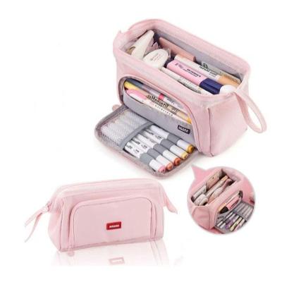 Estojo Escolar Triplo com 3 Zíperes OEM Cyc 900407 Grande em Poliéster Rosa