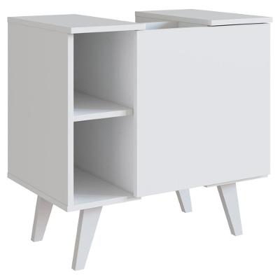 Gabinete para Banheiro B86 para Pia de Coluna 1 Porta MDP 60,3cm Branco Nova Mobile