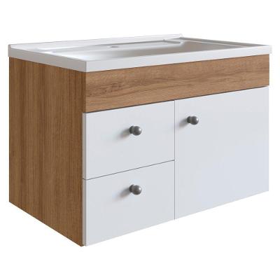 Gabinete Suspenso para Banheiro LVP02 1 Porta 2 Gavetas 60cm Branco Nova Mobile