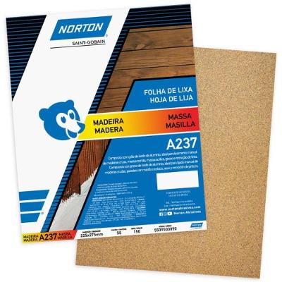 Folha de Lixa para Madeira A237 Grão 150 5539503050 para Acabamento em Superfícies Norton