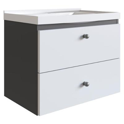 Gabinete Suspenso para Banheiro LVP01 com Lavatório MDP 50cm Grafite Branco Nova Mobile