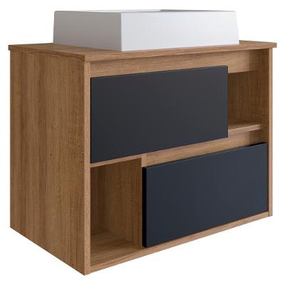 Gabinete Suspenso para Banheiro LVP03 com Cuba de Sobrepor MDP 60cm Preto Nova Mobile