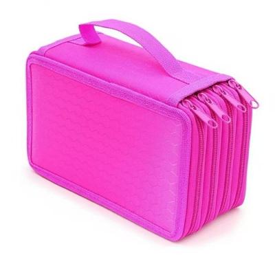 Estojo Escolar OEM Grande de Nylon Tático com Divisórias 4 Zíperes Pink