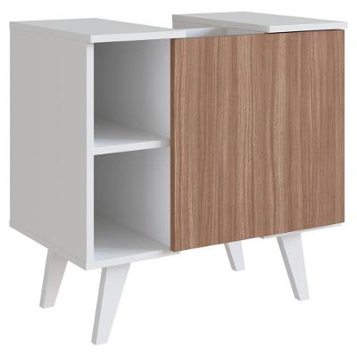 Gabinete para Banheiro B86 para Pia de Coluna 1 Porta MDP 60,3cm Branco Montana Nova Mobile