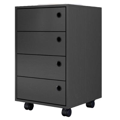 Gaveteiro Multiuso P1072 Moderno 4 Gavetas MDP com Rodízios Grafite Placa & Ponto