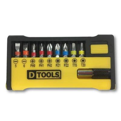 Jogo de Bits 10 Peças com Porta Bits Philips Pz Torx em Aço Dtools