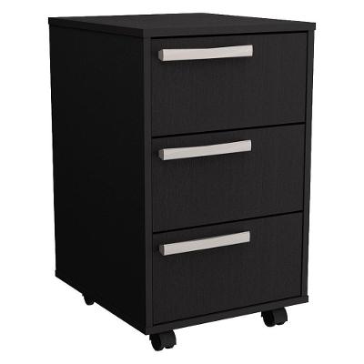 Gaveteiro para Escritório B26 Moderno 3 Gavetas MDP com Rodízios Preto Nova Mobile