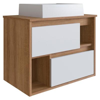Gabinete Suspenso para Banheiro com Cuba LVP03 MDP 60cm Branco Nova Mobile