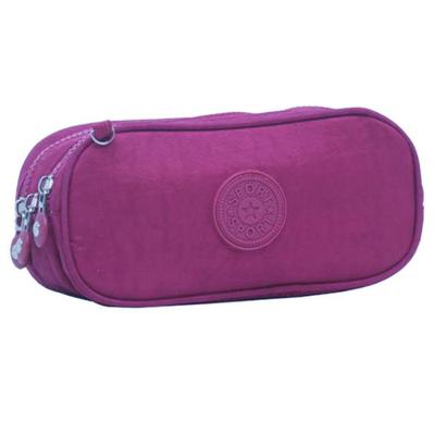 Estojo Escolar OEM 783 Triplo com 3 Divisórias em Poliéster Pink e Roxo