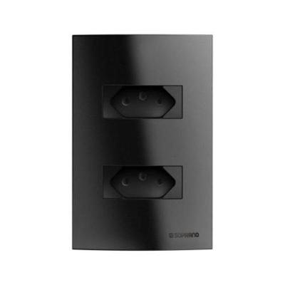 Conjunto 2 Tomadas 2P+T 20A 250V 4x2 Linha Brava Preto Soprano
