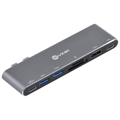 Hub Usb Tipo C 7 em 2 HC-72 com Usb 3.0 Hdmi Sd Tf Thunderbolt 3 Power Delivery 100W Vinik