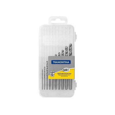 Jogo de Brocas Aço Rápido Din 338 1,5mm a 6mm 10 Peças 43124510 para Metais Tramontina