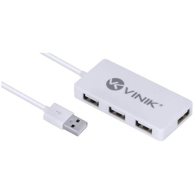 Hub USB 2.0 HUV-20 4 Portas com Cabo 1,2m Proteção de Sobrecarga Branco Vinik