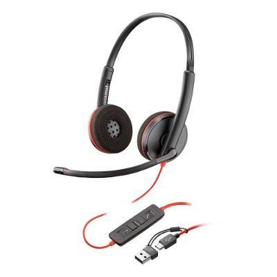 Headset Blackwire C3220 8X228AA Estéreo na Orelha com Conexão USB e P2 3,5mm Preto Poly