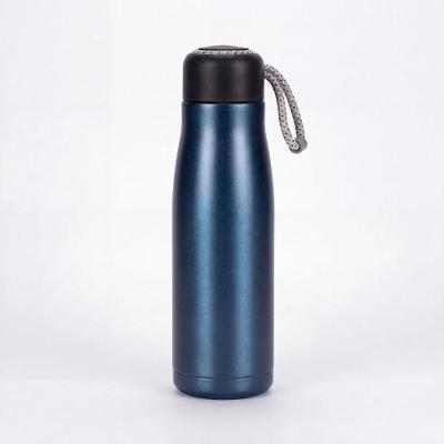 Garrafa Térmica Inox 350ml Ou 500ml com Alça de Corda para Bebidas Quentes e Frias Azul