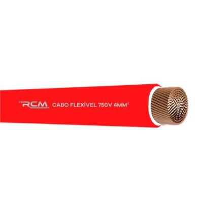 Fio Cabo Flexível 750V 4mm Vermelho para Instalação Elétrica RCM Cabos Elétricos