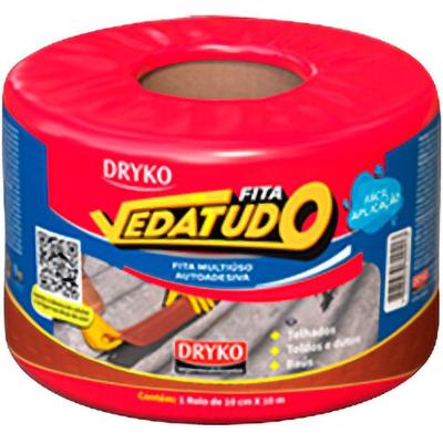 Fita Adesiva Impermeável com Manta Asfáltica Vedatudo Terracota 10cm X 10m para Telhados Dryko