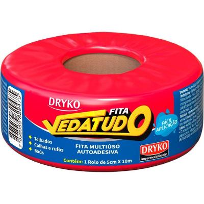 Fita Adesiva Impermeável com Manta Asfáltica Vedatudo Alumínio 5cm X 10m Dryko