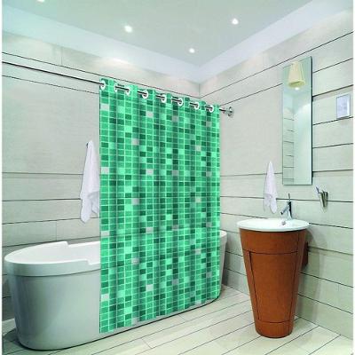Cortina de Box Inteira Pastilha Verde PVC 198cm X 138cm com Ilhós Vida Pratika