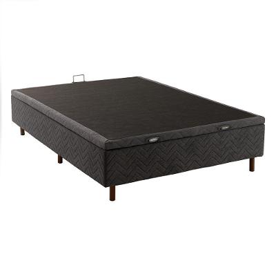 Base Sommier Baú Cama Box Casal Lotus Estrutura em Madeira de Eucalipto Tecido Boucle Titânio