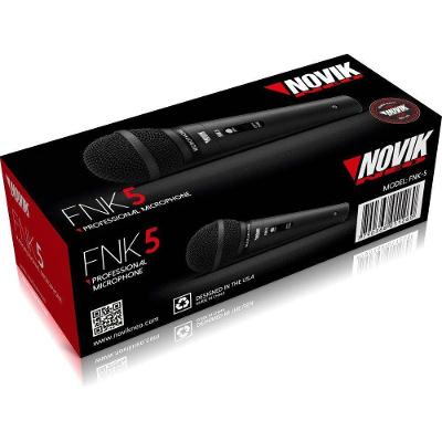 Microfone com Fio Profissional FNK5 Dinâmico Cardióide com Chave Liga Desliga Novik