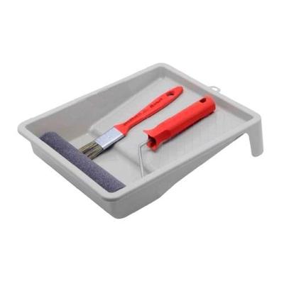 Kit de Pintura Rolo 15cm Espuma com Bandeja e Pincel 1 Uso Profissional Roma