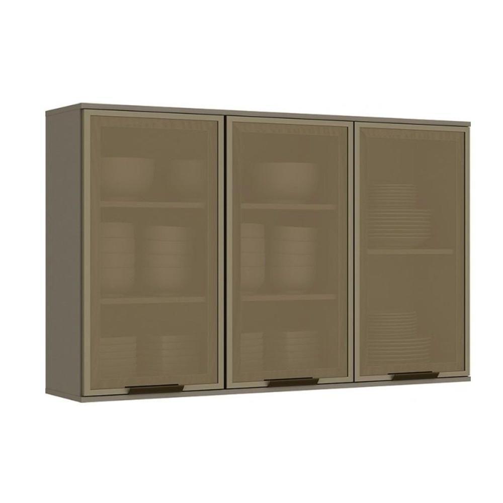 Armário Aéreo p/ Cozinha Connect 3 Portas de Vidro 120cm Duna - Henn - 1