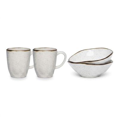 Kit Maresia com Caneca e Bowl 4 Peças em Porcelana para Uso Diário Oxford