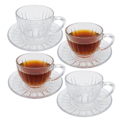 Jogo de Xícaras de Chá com Pires Victoria Vidro 200ML para Café e Cappuccino Transparente Hauskraft