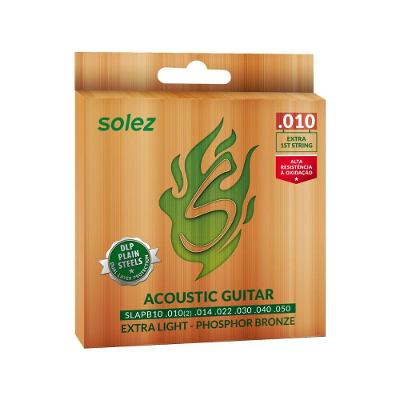 Kit 2 Jogos de Encordoamento para Violão SLAPB10 Phosphor Bronze 010 Solez Strings