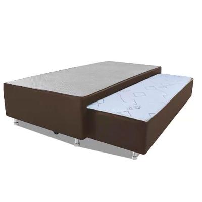 Cama Box Bicama Auxiliar Solteiro 40x88x188 Espuma 8cm Ortopédica Marrom Homequeen