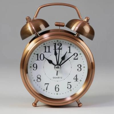Relógio Despertador Analógico de Mesa Dantas Retrô com Luz e Sino Mecânico Bronze