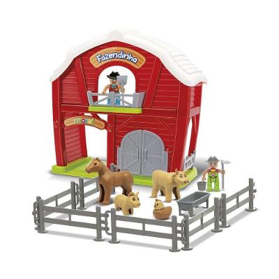 Brinquedo Fazendinha 21 Peças com Animais e Trator Vermelho Maral