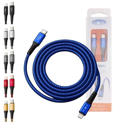 Cabo de Dados Tipo C para Lightning Inova MD-12447 27W Revestimento Nylon Trançado Preto 1 Metro