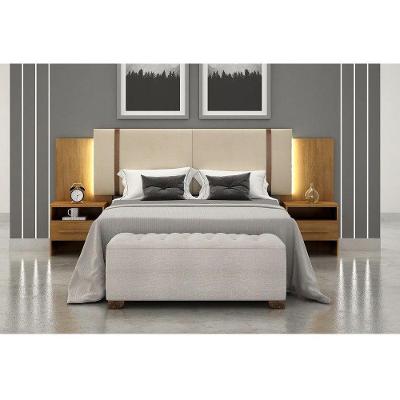 Cabeceira Box Bellagio Casal e Queen com Led Marrom Móveis Novo Horizonte