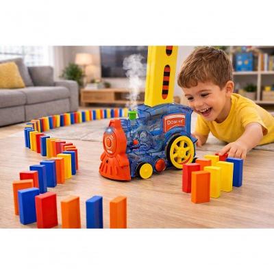 Brinquedo Trem Dominó com Luz Fumaça e Música com 80 Peças para Crianças Acima de 3 Anos Toys & Toys