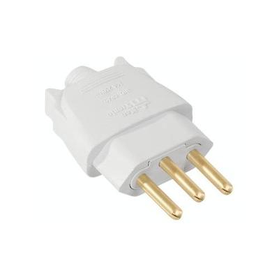 Plug de Tomada Pino Macho 3P 20A Retangular Branco para Uso Residencial Mec Tronic