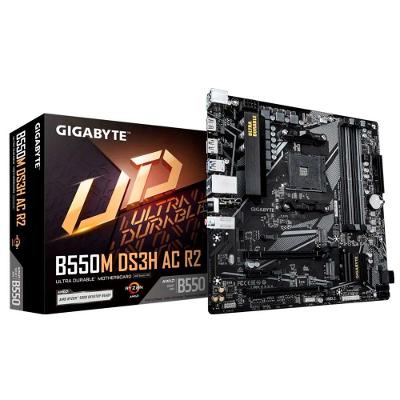 Placa Mãe B550M DS3H AC R2 AMD AM4 com DDR4 e Slots M.2 para SSD Nvme Gigabyte