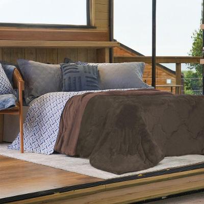 Edredom Queen Plush Dupla Face 220x240cm 100% Poliéster Marrom Bene Casa
