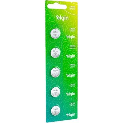 Bateria de Lítio CR2032 3V para Alarmes Automotivos e Relógios Blister 5 Unidades Elgin