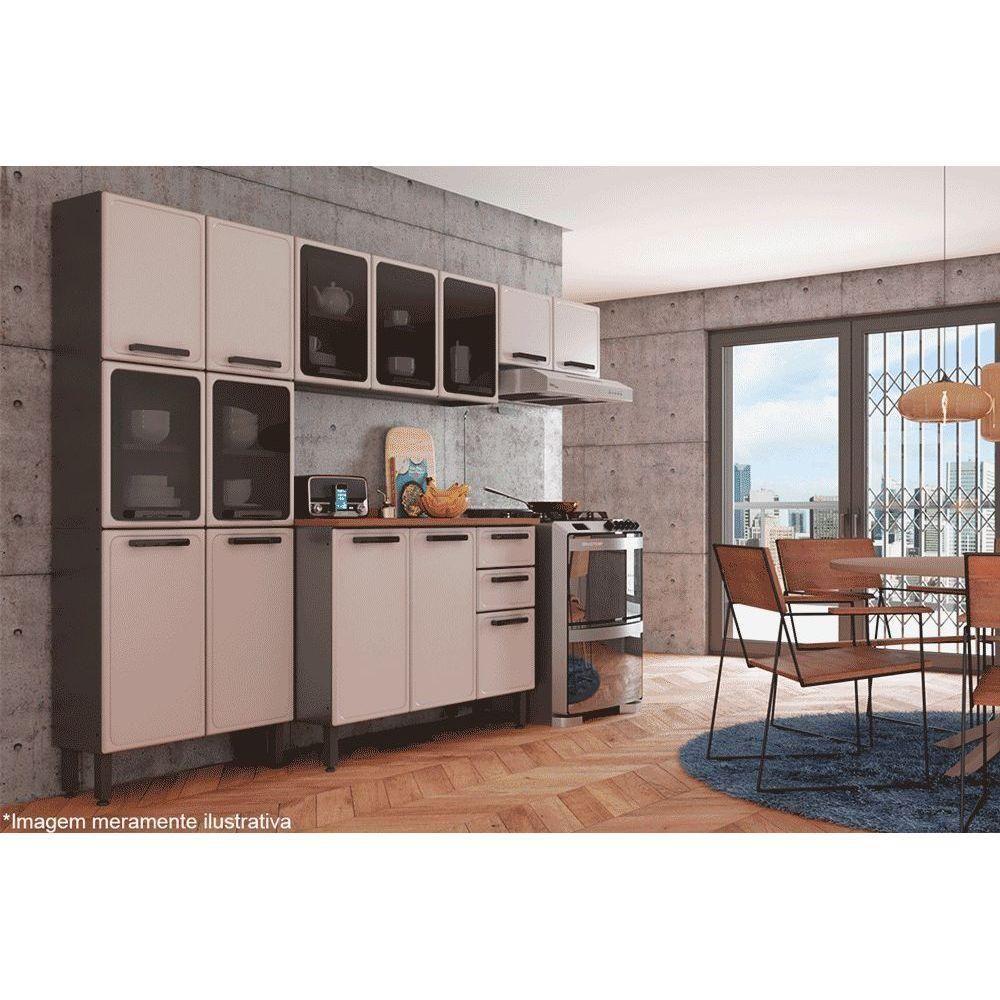 Armário Aéreo Cozinha Modulado  Estilo 7004 c/ 2 Portas Cinza/Grafite - Bertolini - 2